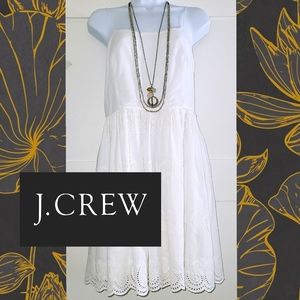 J. Crew White Eyelet Sweetheart Dress